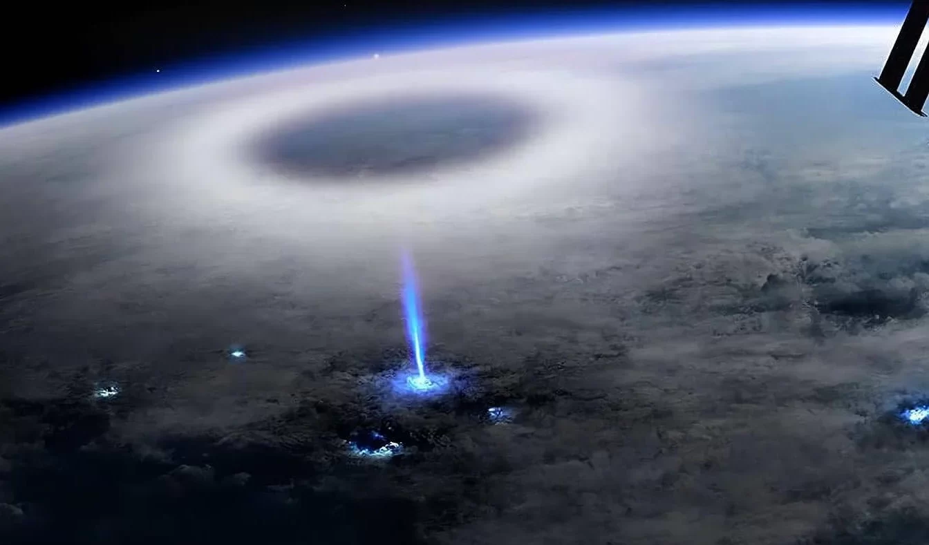 Mysterious upward-shooting ‘blue jet’ lightning spotted from International Space Station